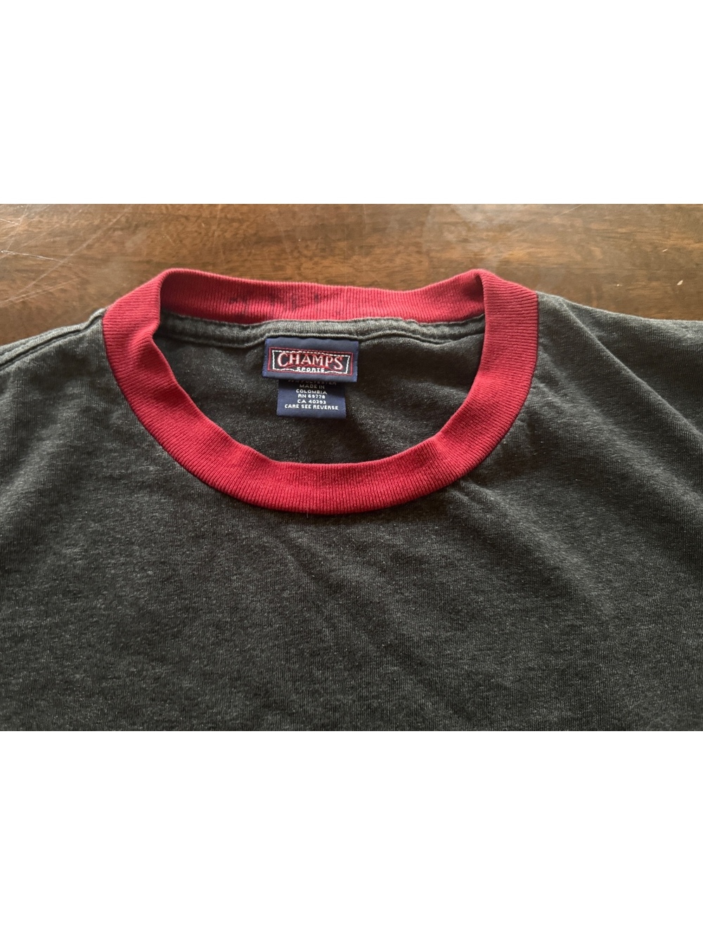 vintage champs sports black and red ringer t-shirt large